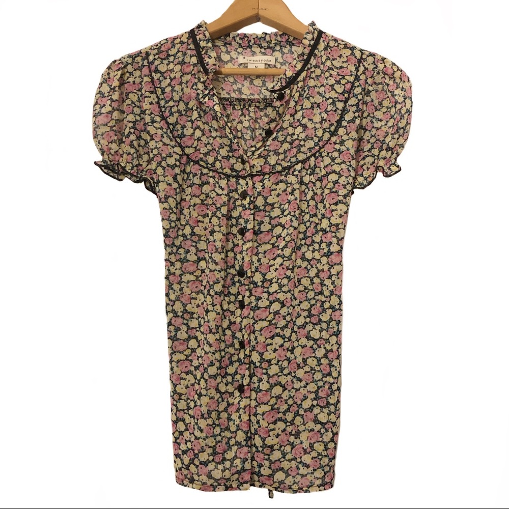Vintage twentyone Floral Ditsy Print Frill Blouse